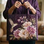 Bolso acolchado con estampado colibríes y orquídeas