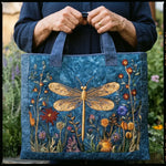 Bolso acolchado con estampado libélula dorada