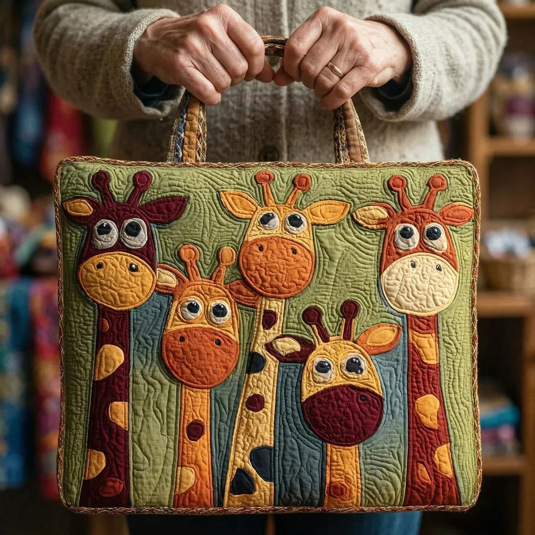 Bolso acolchado con estampado jirafa