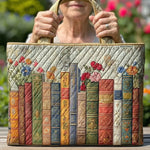 Bolso acolchado con estampado biblioteca encantada