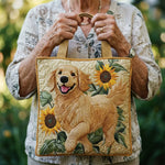 Bolso acolchado con estampado golden retriever