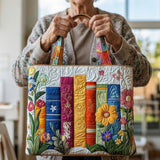 Bolso acolchado con estampado biblioteca de flores