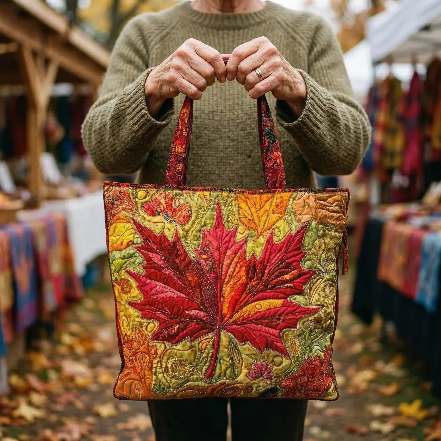 Bolso acolchado con estampado arce al atardecer