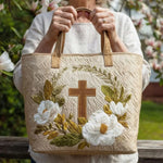 Bolso acolchado con estampado cruz sagrada