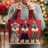 Bolso acolchado con estampado trío de schnauzers